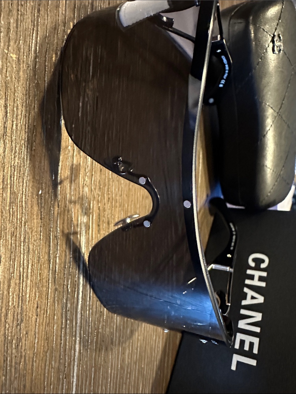 CHANEL Black Crystal CC Shield Visor Sunglasses - Picture 6 of 8